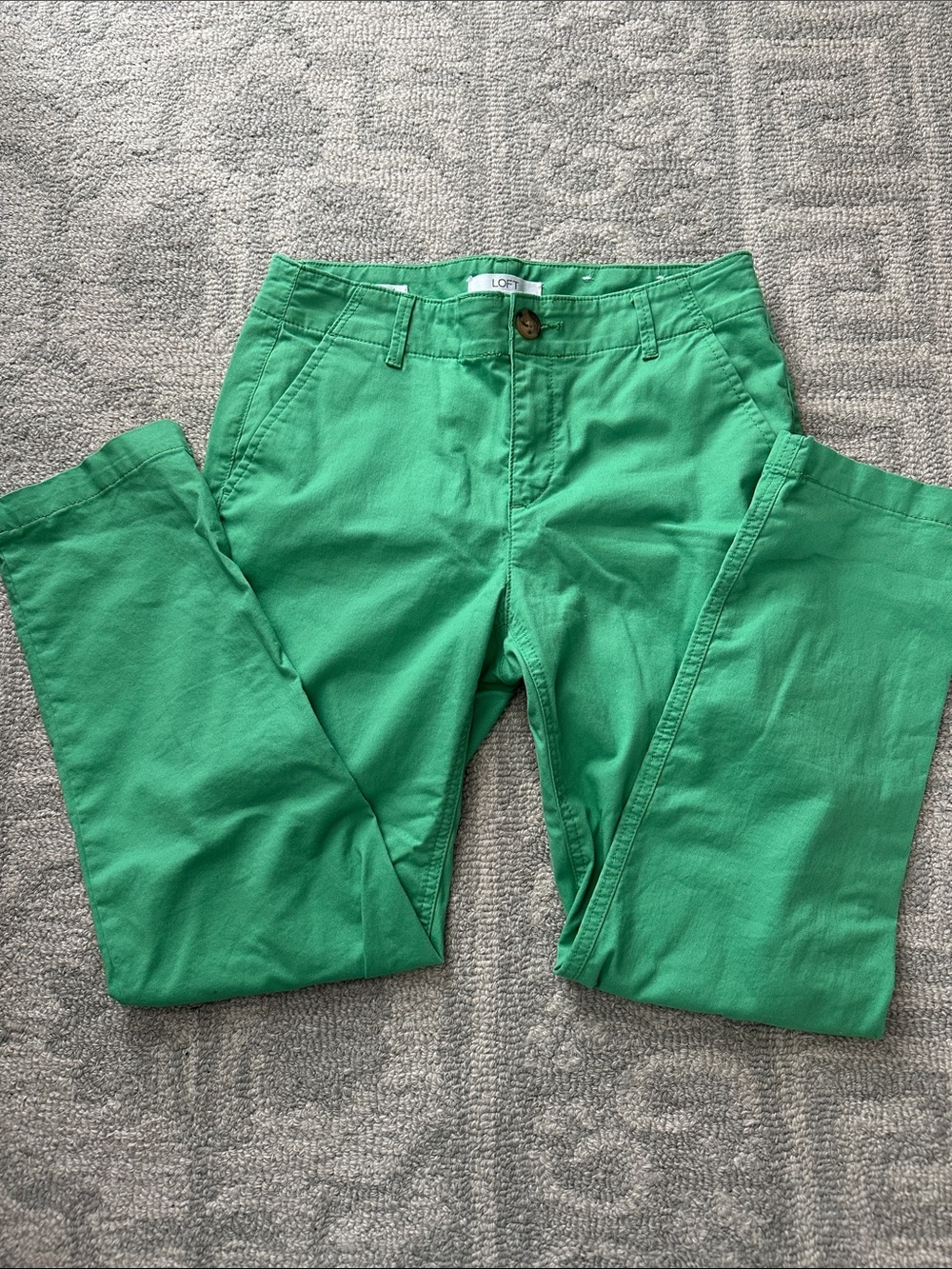 Loft Monroe Slim Green Straight-Leg Pants | 2